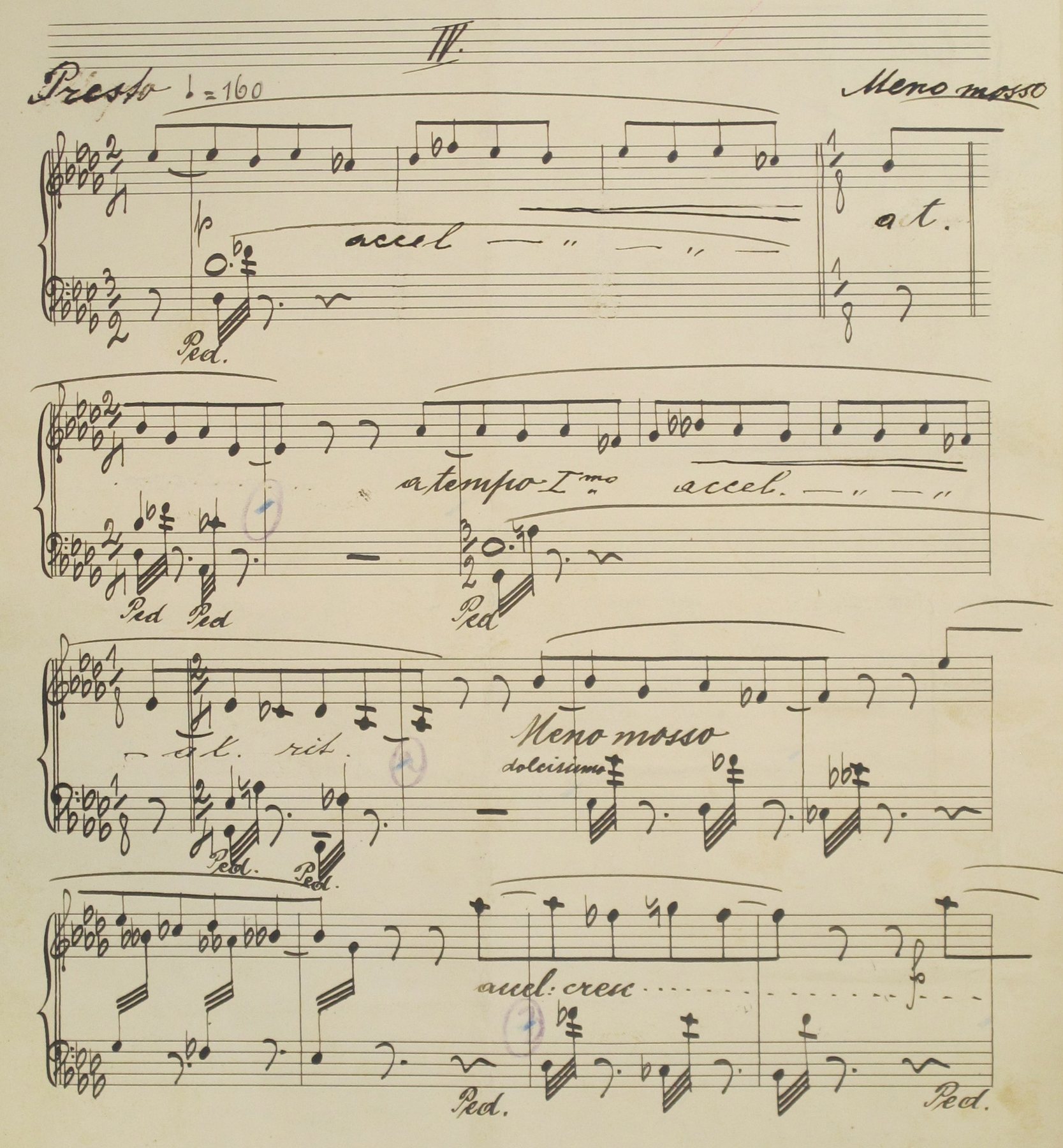 Janáčeks Handschrift: Im Nebel IV, Beginn (zweite Manuskriptfassung)